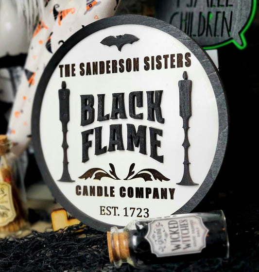 Black Flame Candle sign
